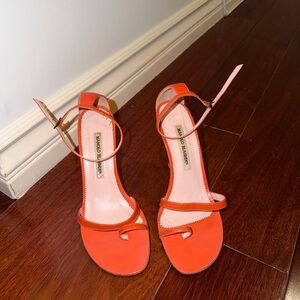 Manolo Blahnik Coral Strappy Ankle-Heel Sandals